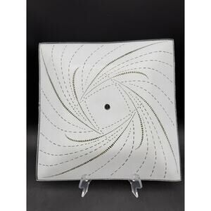 Vtg Square Frosted Gold Glass Ceiling Light Cover MCM Textured 14" Square NOS